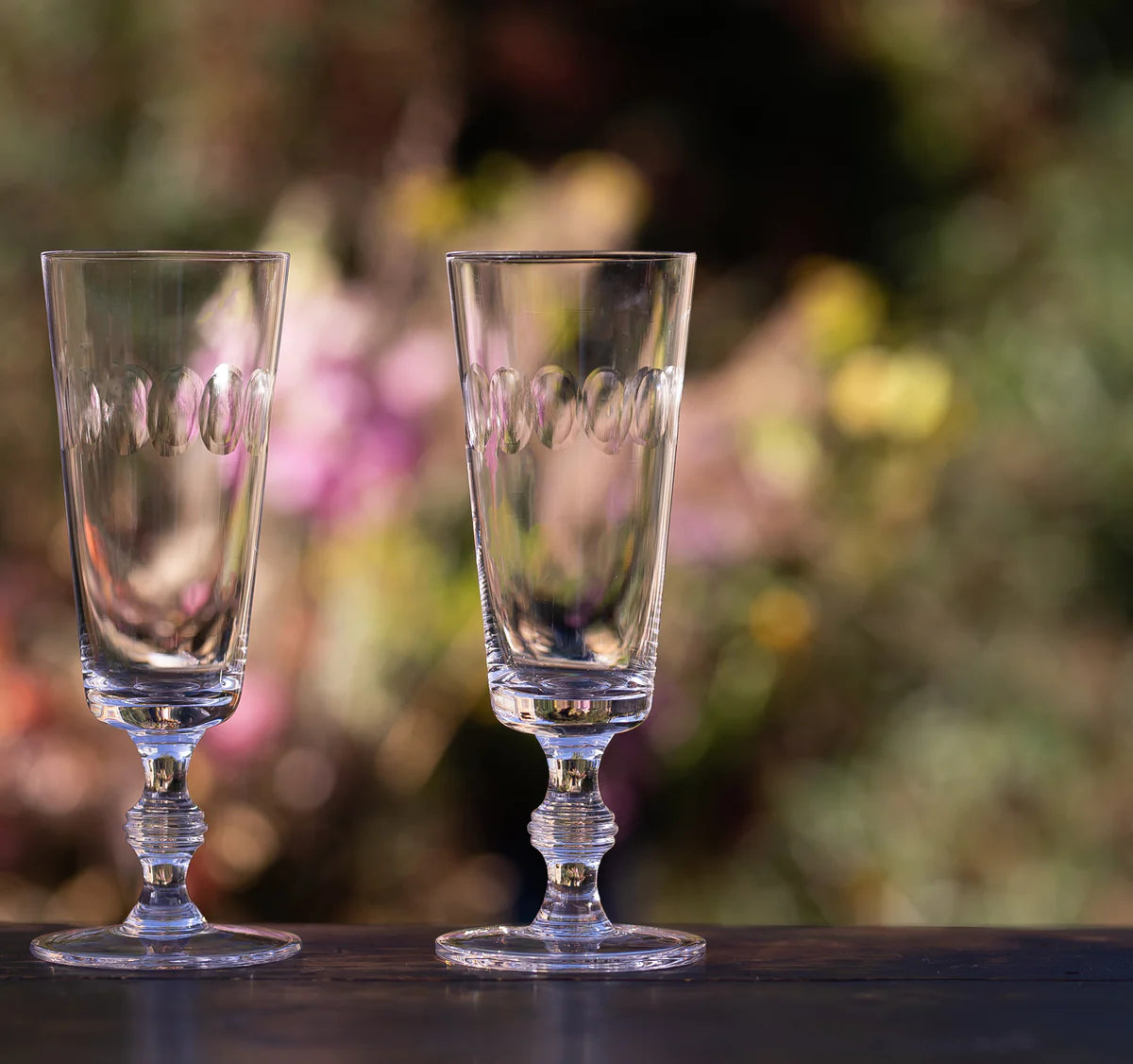 Crystal Champagne Flutes with Lens Design | 4x