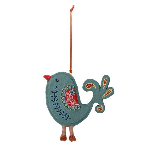 The Every Space festive Marck Bird Ornament Christmas Decorated in Blue and handpainted detail by Bloomingville