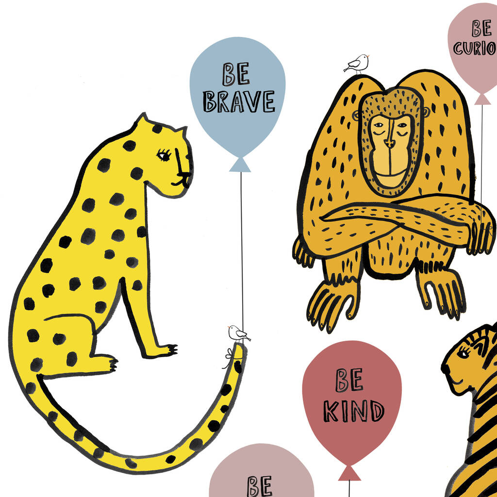 1 Be Kind Be Brave Animal Balloon Print