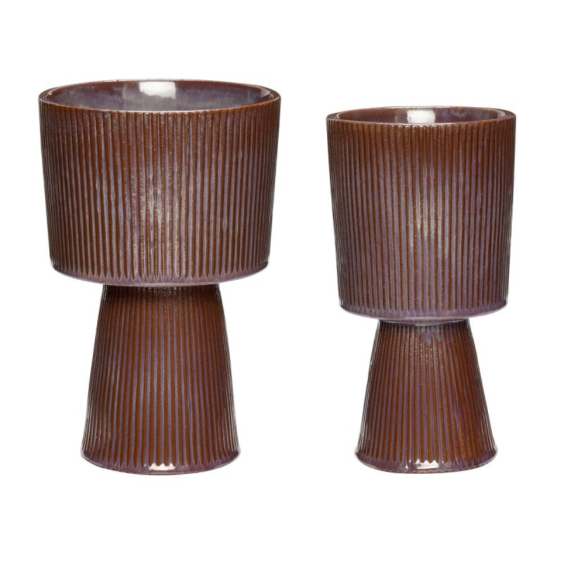 Plinth Pots in Brown & Purple