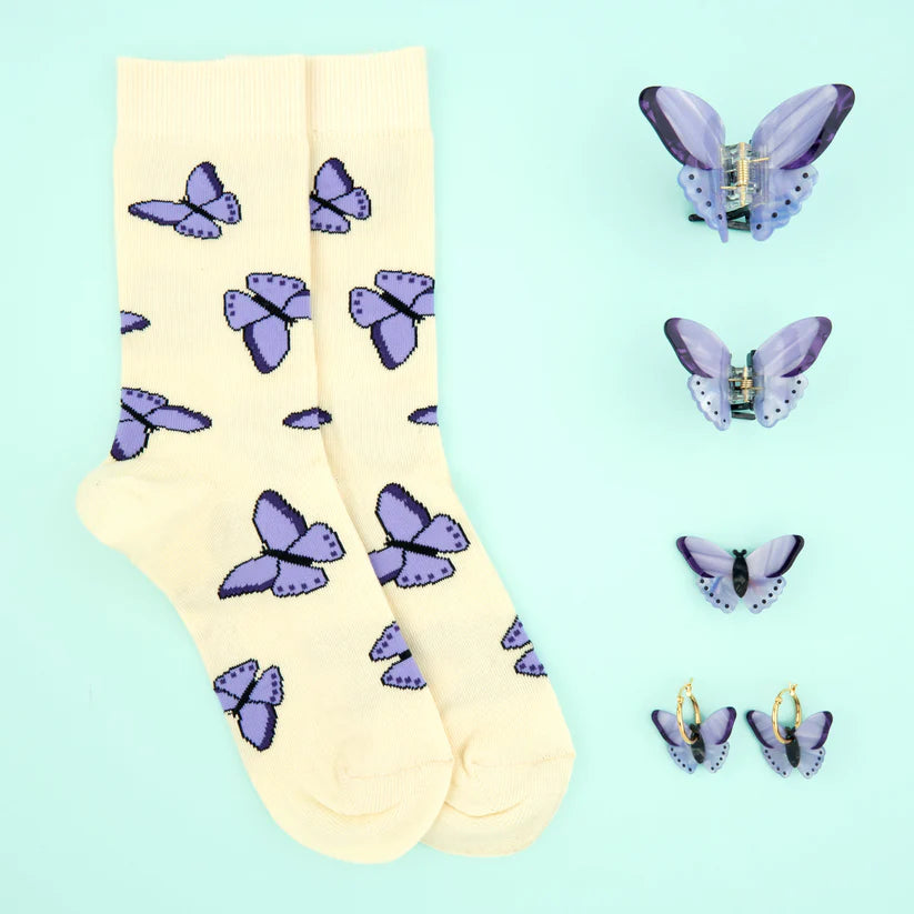 Purple Butterfly Socks