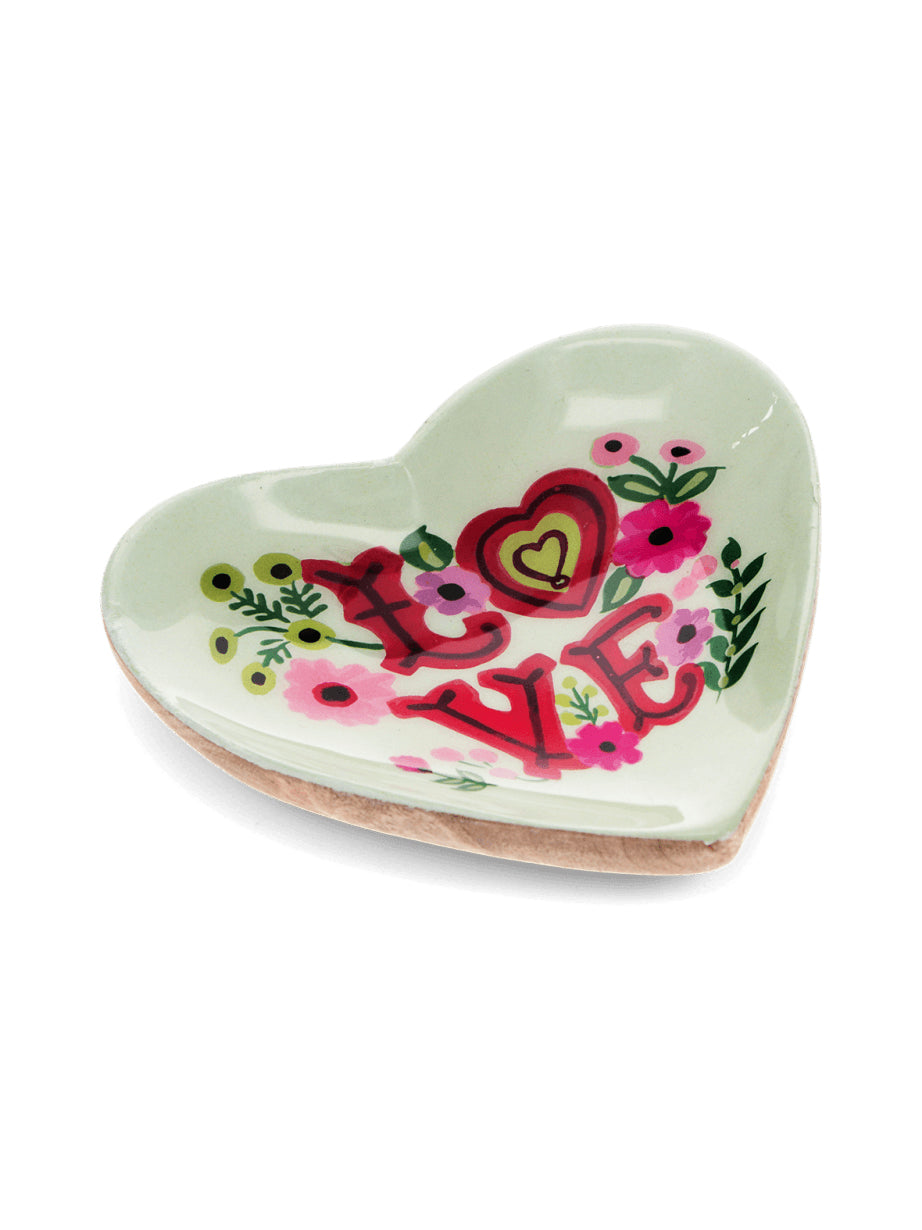 Wooden Heart-Shaped Trinket Dish | Love