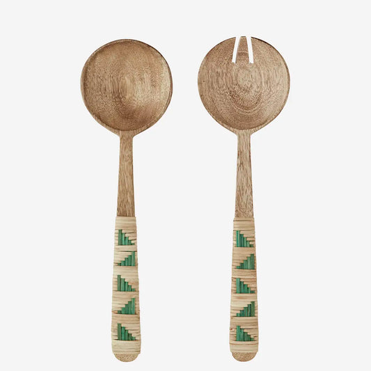 Wood & Cane Salad Servers