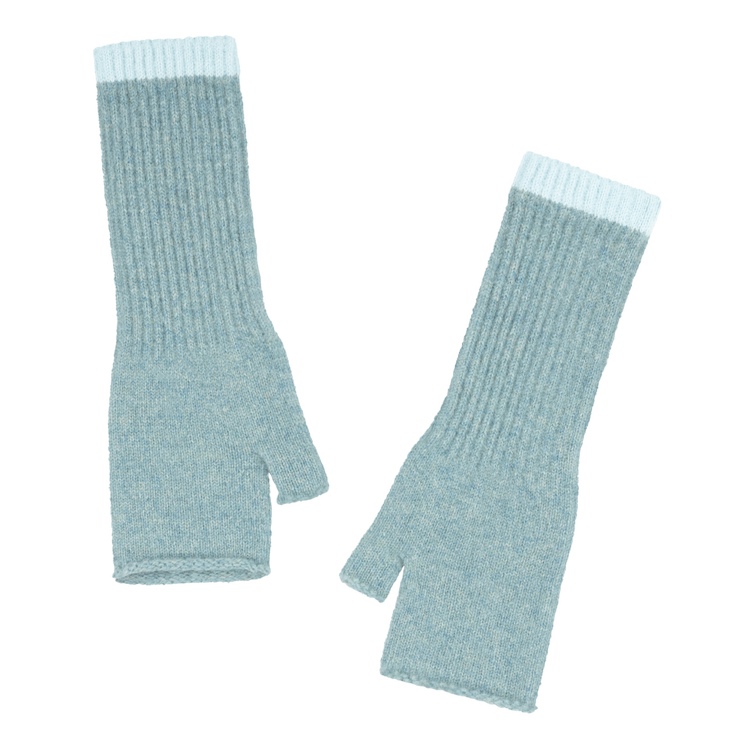 Soft Fingerless Wristwarmers in Sea Mist and Aqua