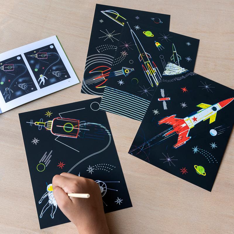 Space Scratch art set (4 sheets)