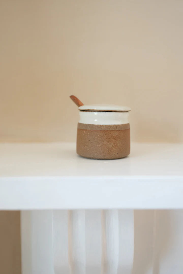 Stoneware Sugar Pot with Spoon