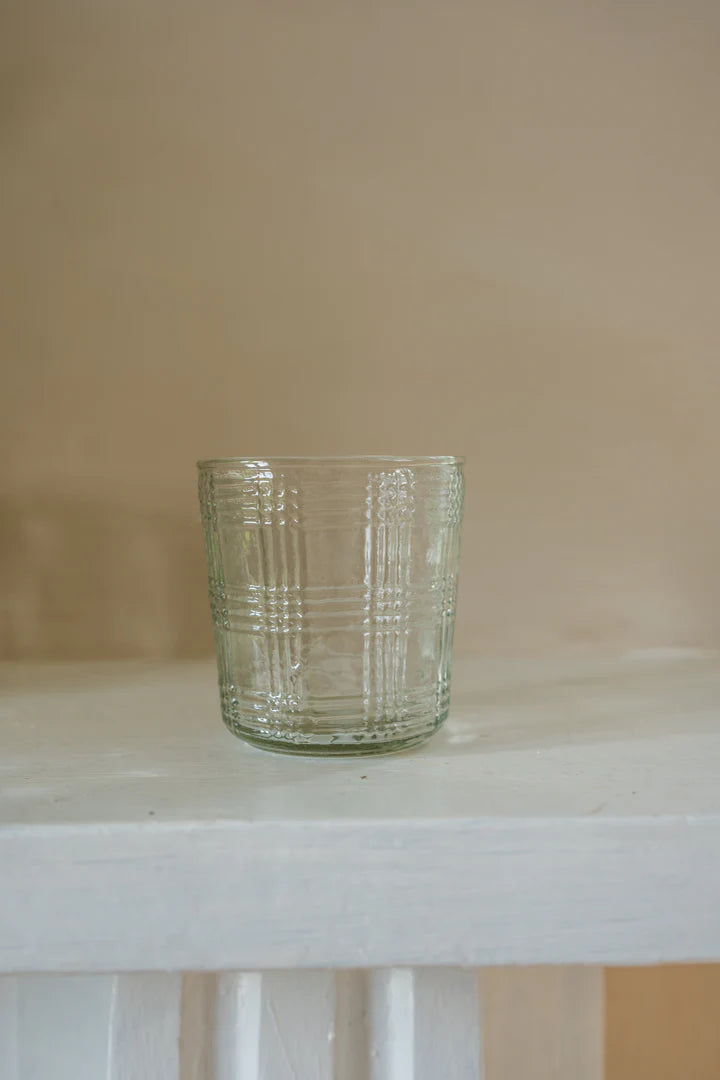 Glass or Tea Light Holder Gingham Check