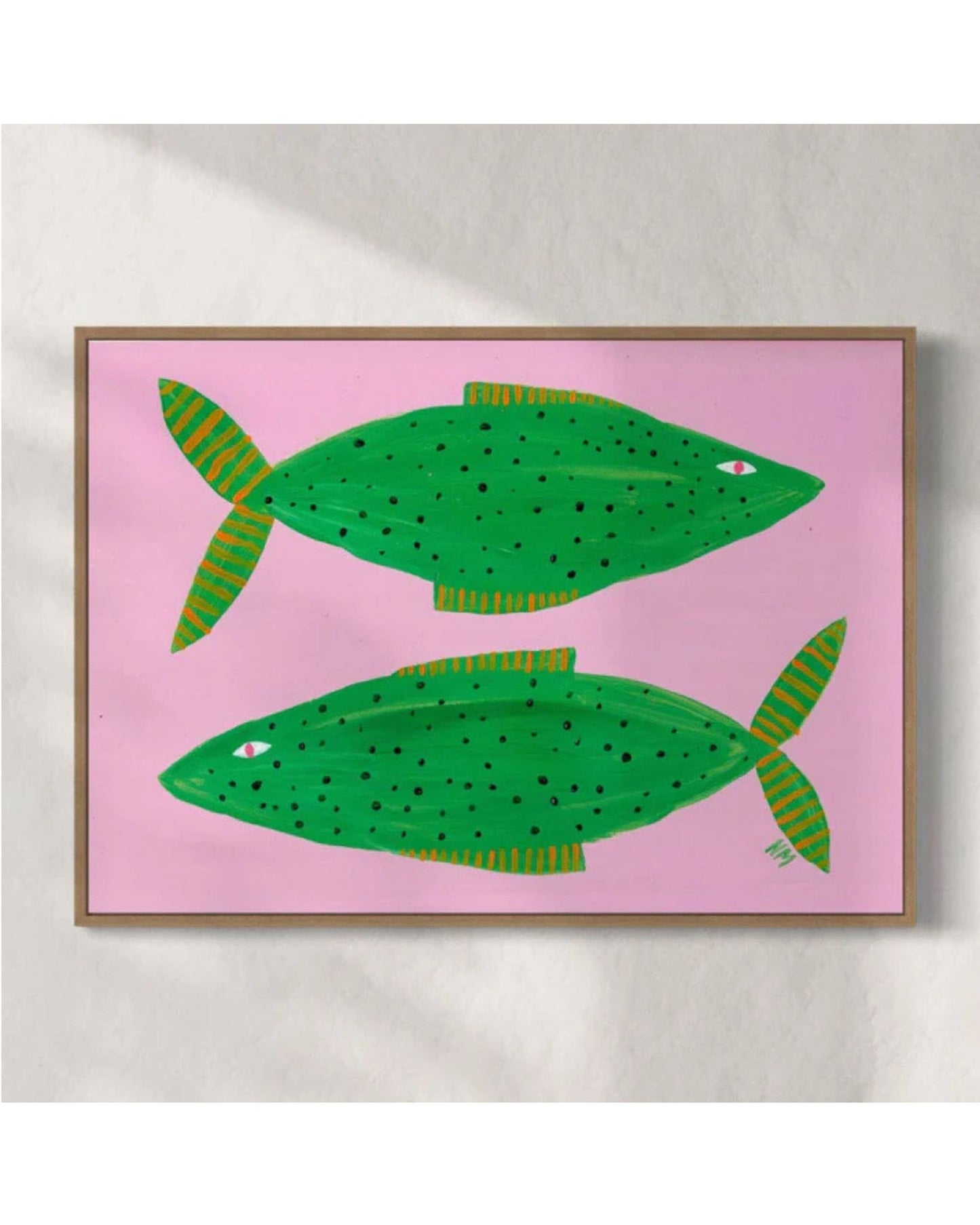 Two pink fish A2 print by Nancy McKie