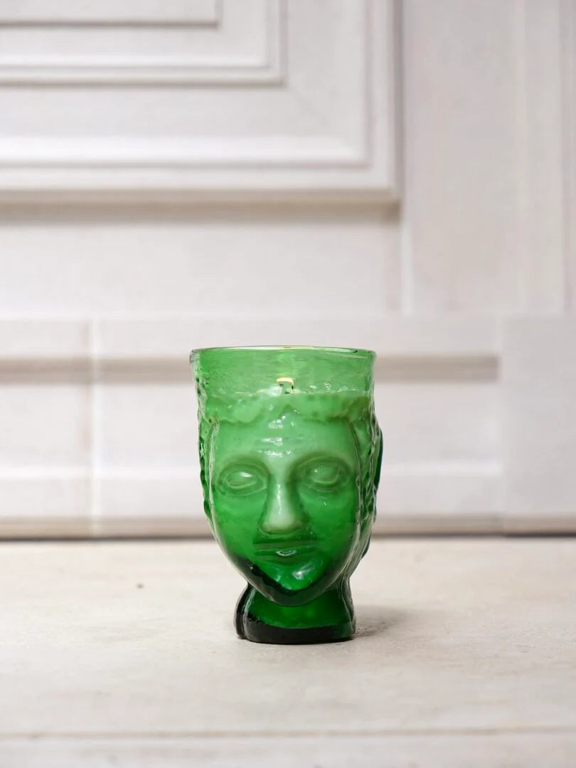 Verre Tête Bougie Candle - Green