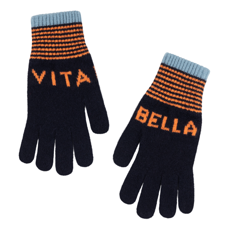 Vita Bella Gloves in Midnight Navy and Clementine