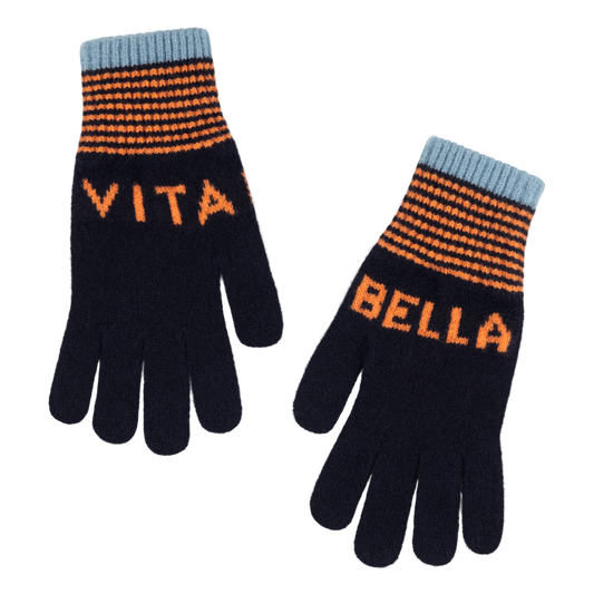 Vita Bella Gloves in Midnight Navy and Clementine