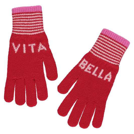 Vita Bella Gloves in Red and Bubblegum Pink