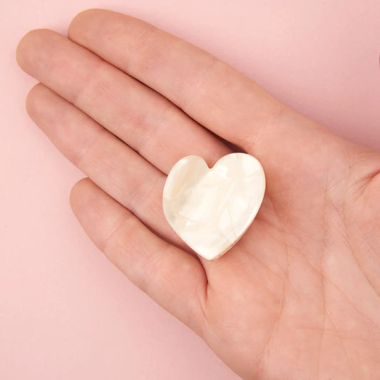 Mini White Heart Hair Claw