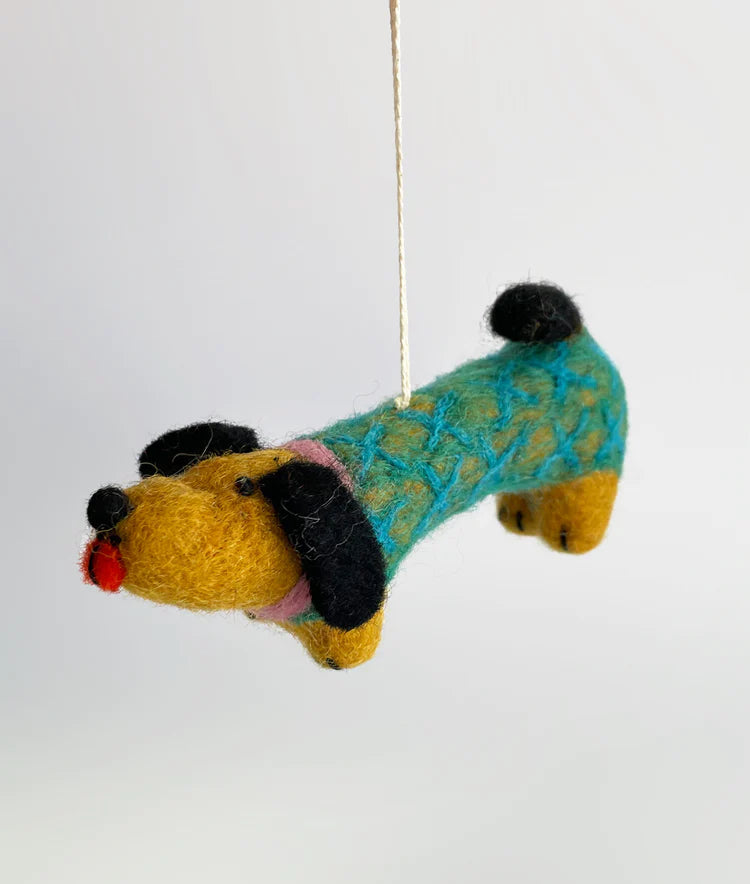 Wiener (Sausage Dog) Hanging Felt Christmas Decoration