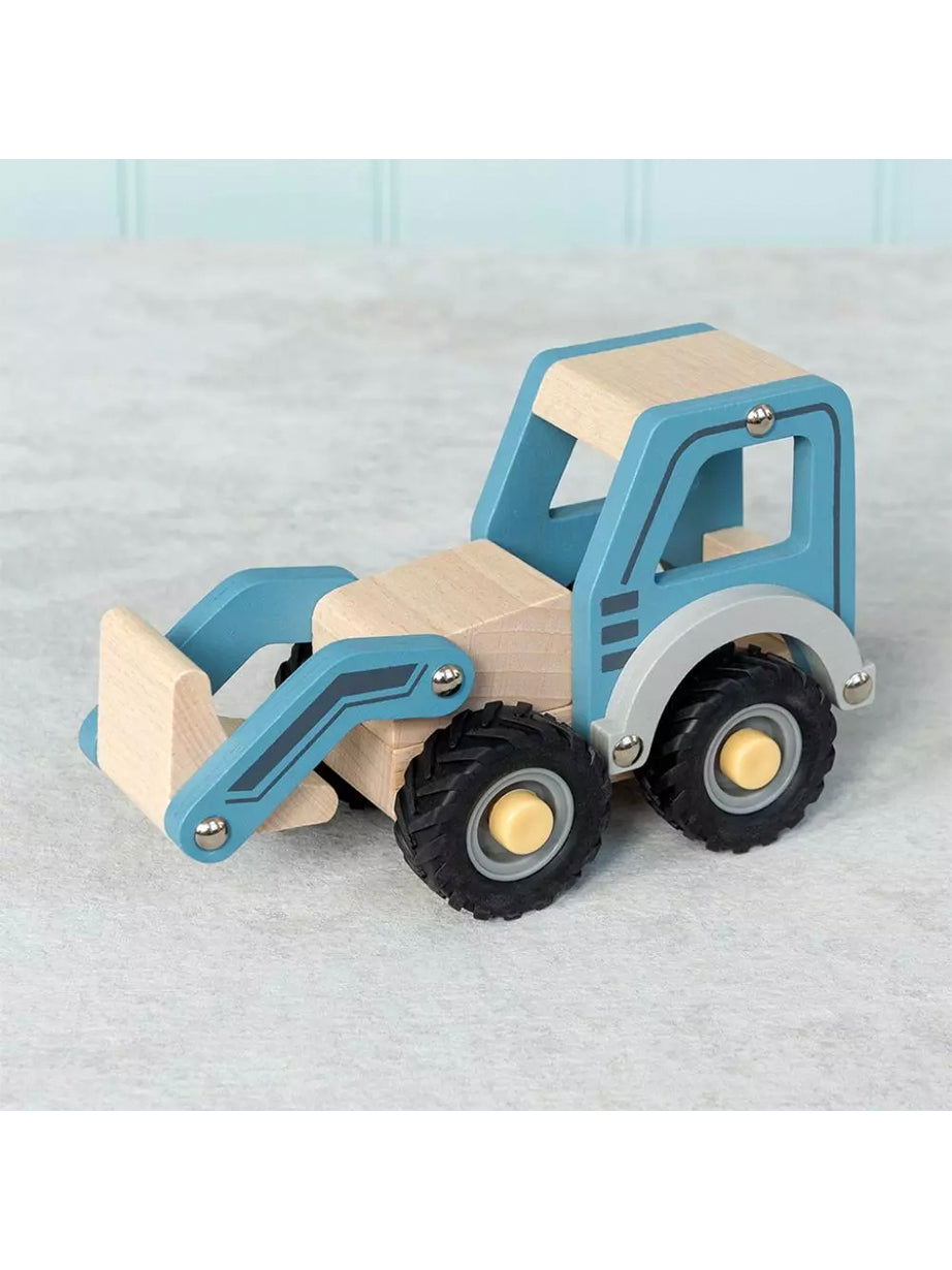 Wooden Push Along Toy | Digger Truck Blue