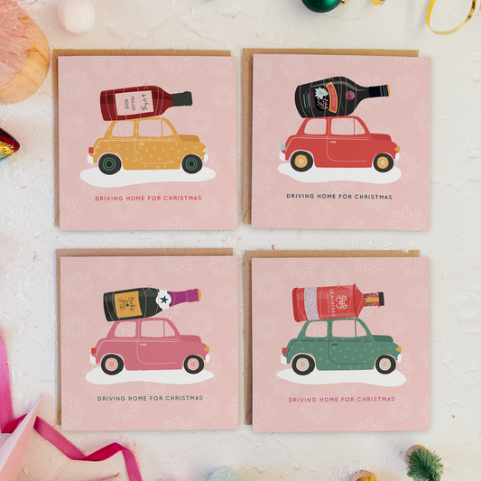 Driving Home For Christmas Pack of Eight Greeting Cards