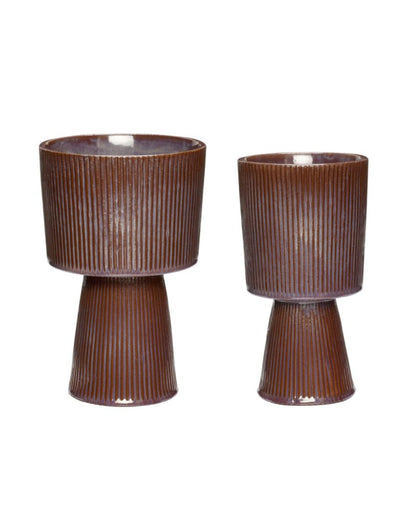 Plinth Pots in Brown & Purple