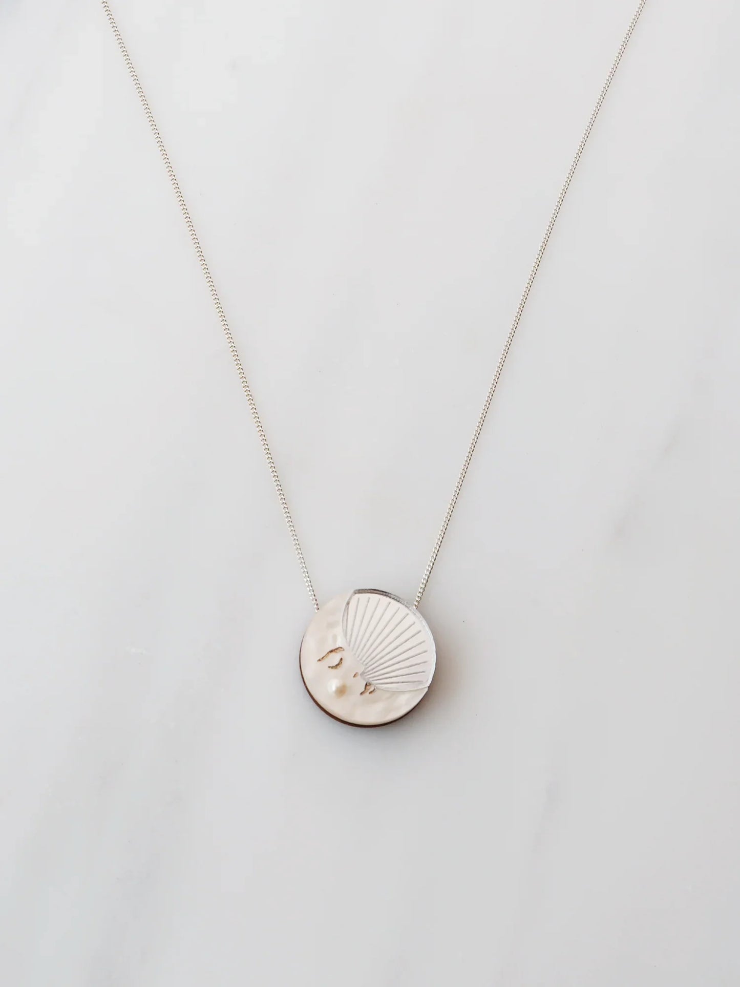 Silver Crescent Moon Necklace by wolf and moon in acrylic