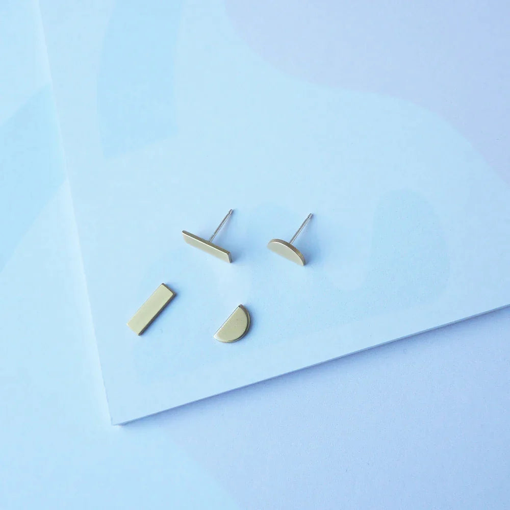 The Every Space Segment gold tone earrings in brass and sterling silver by Custom Made UK